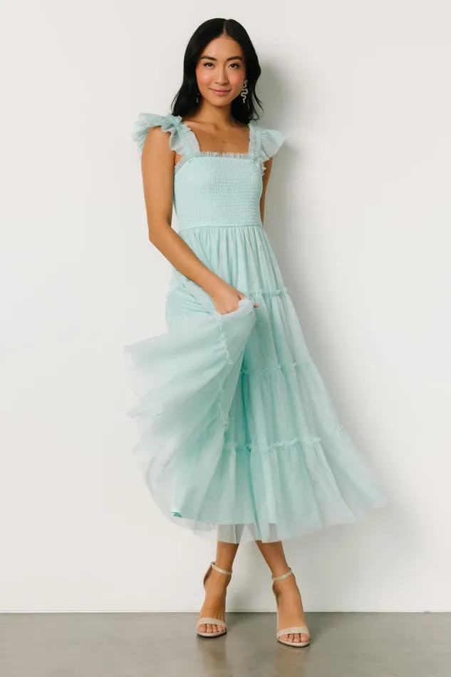 Baltic Born Wedding Guest Women Mindi Tulle Midi Dress Sea Blue