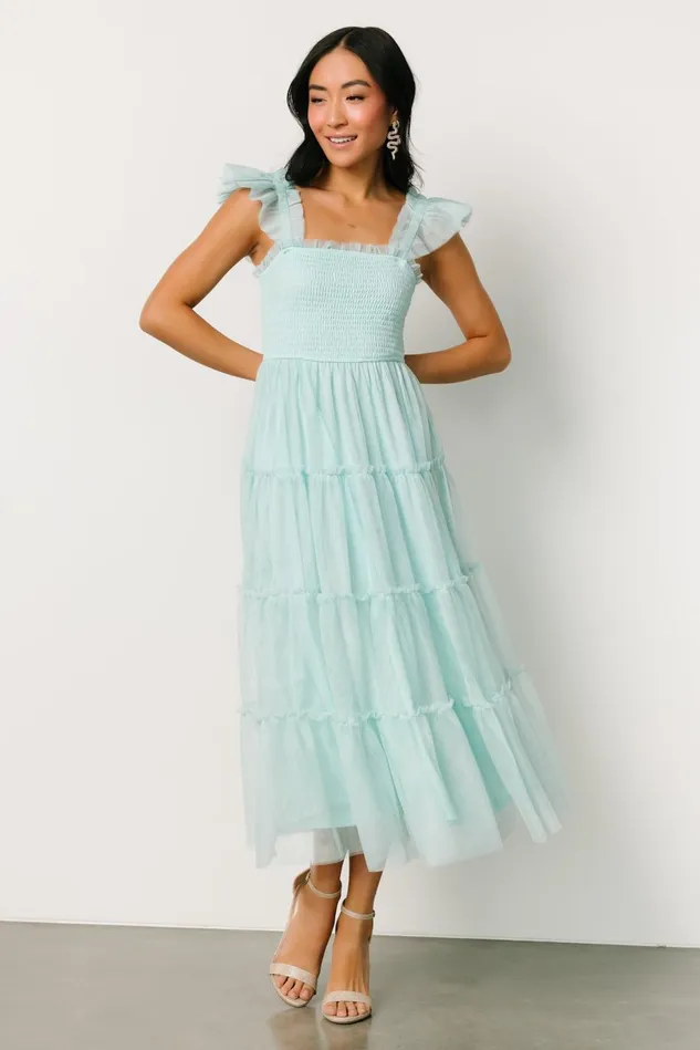 Baltic Born Wedding Guest Women Mindi Tulle Midi Dress Sea Blue