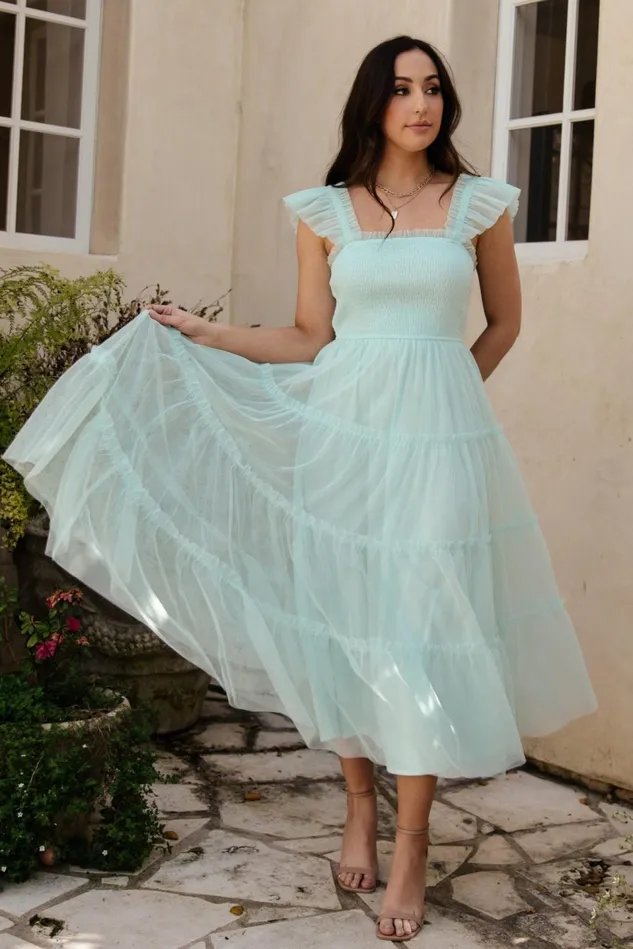 Baltic Born Wedding Guest Women Mindi Tulle Midi Dress Sea Blue