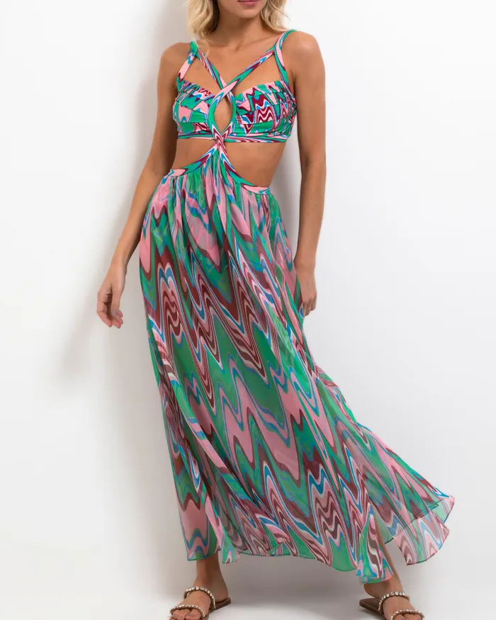 Beach Dresses Women PatBO Wave CutOut Maxi Dress FINAL SALE