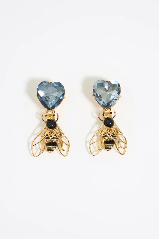 Bee Crystals Earrings Black Women Bimba Y Lola Jewelry