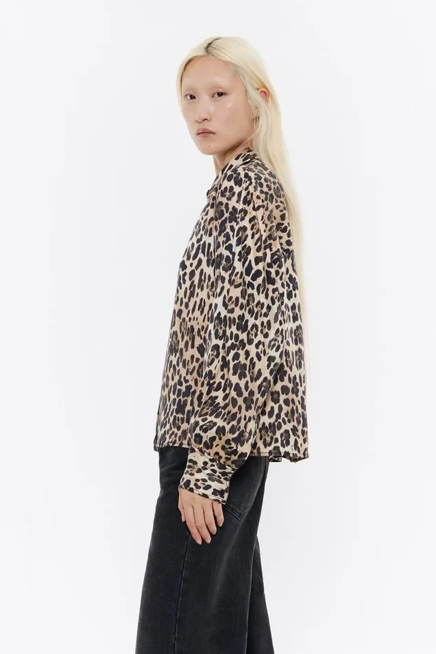 Beige Leopard Viscose Shirt Leopard Beige Women Bimba Y Lola Shirts Beige Leopard Viscose Shirt Leopard Beige Women Bimba Y Lola Shirts