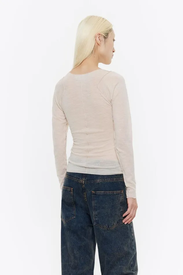 Beige Wool Fitted Tshirt Beige Women Bimba Y Lola TShirts Beige Wool Fitted Tshirt Beige Women Bimba Y Lola TShirts