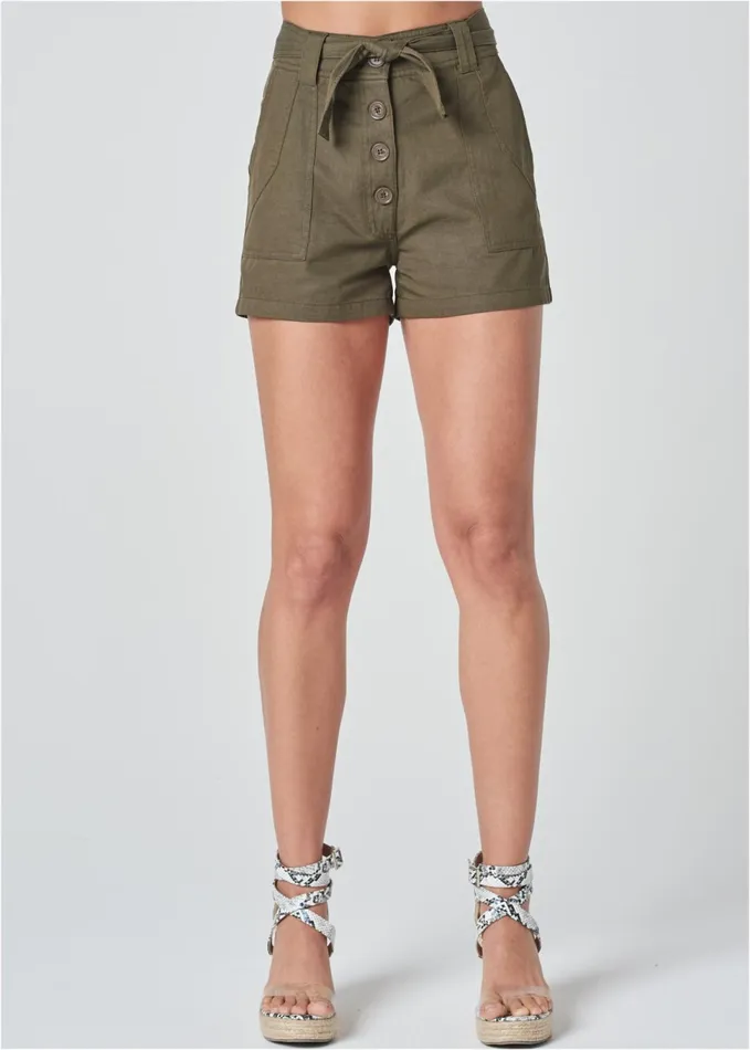 BELTED UTILITY SHORTS Olive Women VENUS Shorts