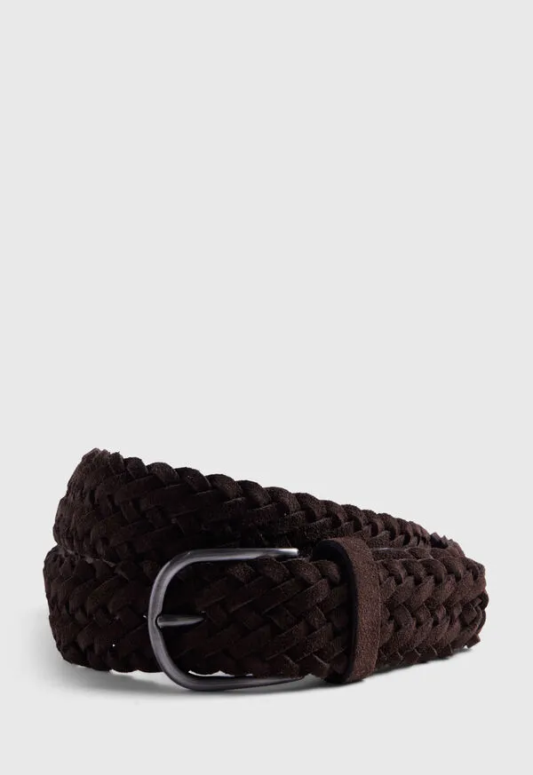 Belts Paulstuart Mens Woven Suede Belt Brown
