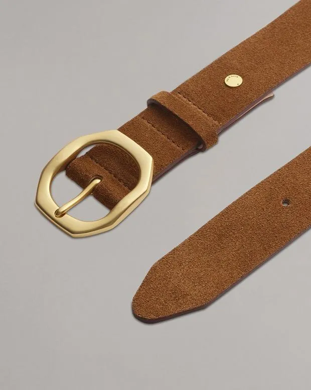 Belts Women Rag and Bone Audrey Suede Belt Brownwood Suede