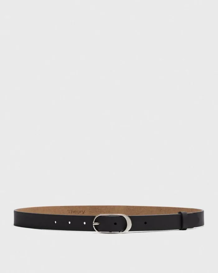 Belts Women Theory Classic Oblong Belt In Leather Black