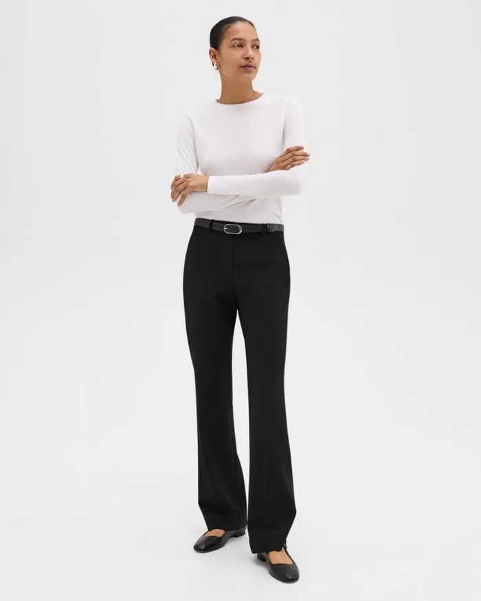 Belts Women Theory Classic Oblong Belt In Leather Black
