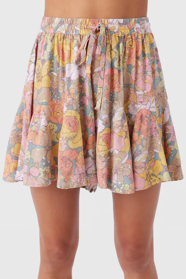 BENNIE JANIS FLORAL FLOWY SHORTS Silver Blue Women O039NEILL Collections