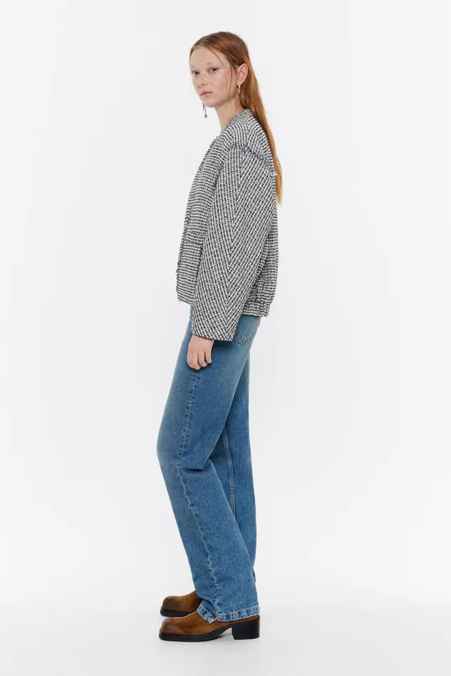 Black Checked Bomber Jacket Ivory Women Bimba Y Lola Jackets And Blazers Black Checked Bomber Jacket Ivory Women Bimba Y Lola Jackets And Blazers