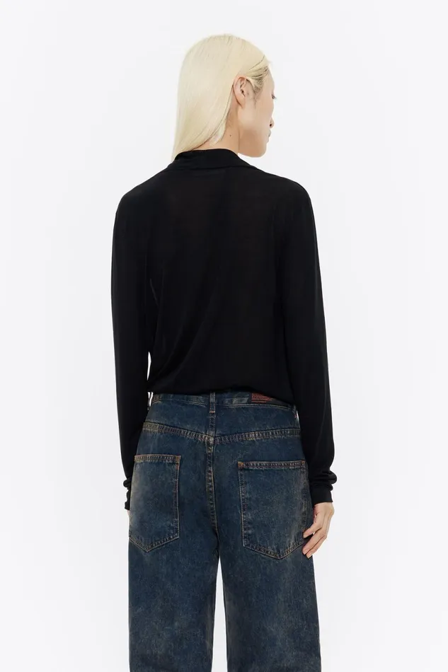Black Fluid Neckline Tshirt Black Women Bimba Y Lola TShirts Black Fluid Neckline Tshirt Black Women Bimba Y Lola TShirts