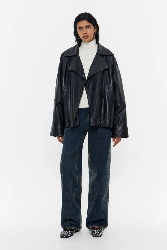 Black Leather Jacket Black Women Bimba Y Lola Party Black Leather Jacket Black Women Bimba Y Lola Party