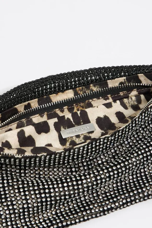 Black Metallic Mesh Crystals Bag Black Women Bimba Y Lola Crossbody Bags Black Metallic Mesh Crystals Bag Black Women Bimba Y Lola Crossbody Bags