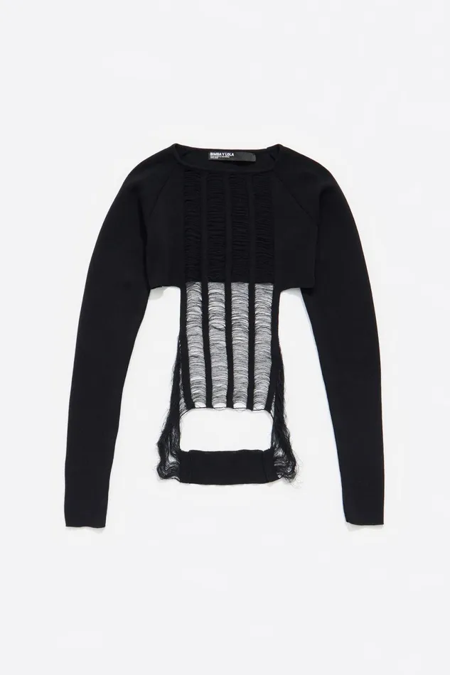 Black Openknit Top Black Women Bimba Y Lola Knitwear