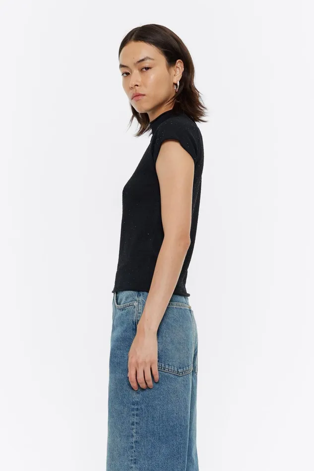 Black Stones Sweater With Dropped Sleeves Black Women Bimba Y Lola Knitwear Black Stones Sweater With Dropped Sleeves Black Women Bimba Y Lola Knitwear
