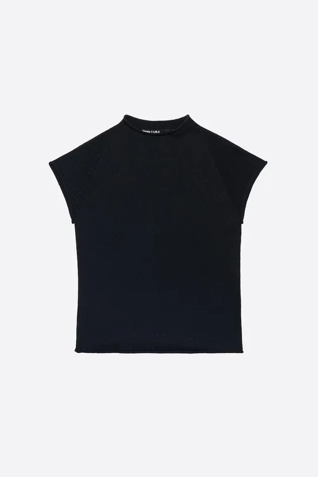Black Stones Sweater With Dropped Sleeves Black Women Bimba Y Lola Knitwear Black Stones Sweater With Dropped Sleeves Black Women Bimba Y Lola Knitwear