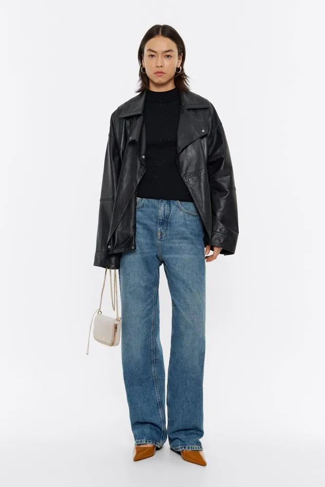 Black Stones Sweater With Dropped Sleeves Black Women Bimba Y Lola Knitwear Black Stones Sweater With Dropped Sleeves Black Women Bimba Y Lola Knitwear