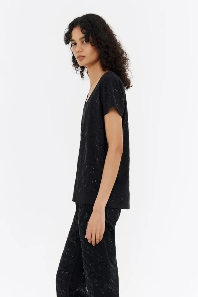 Black Stones Tshirt Black Women Bimba Y Lola TShirts Black Stones Tshirt Black Women Bimba Y Lola TShirts