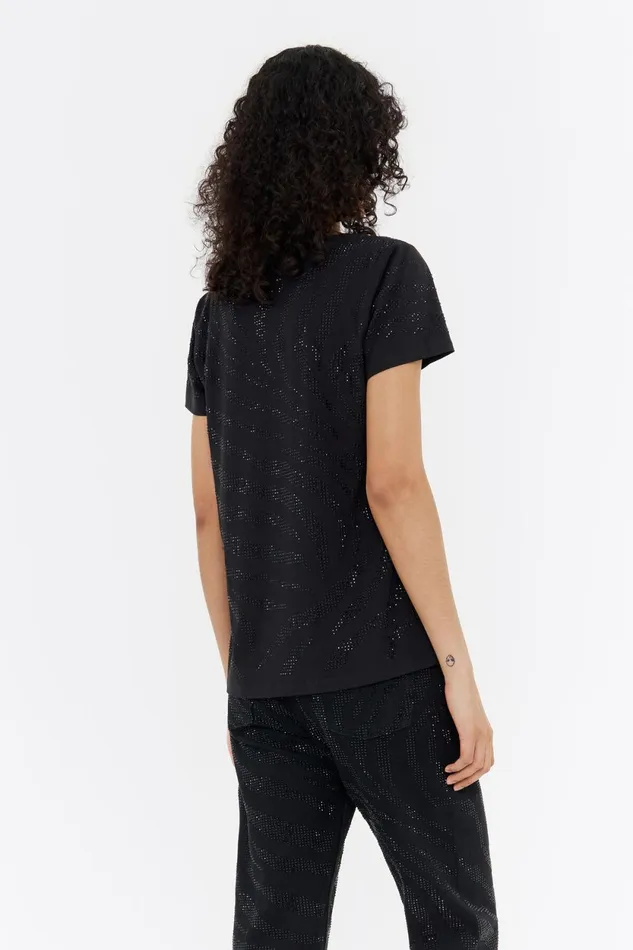 Black Stones Tshirt Black Women Bimba Y Lola TShirts Black Stones Tshirt Black Women Bimba Y Lola TShirts