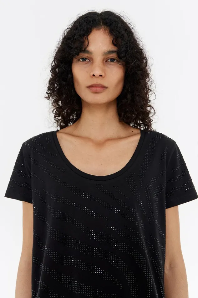 Black Stones Tshirt Black Women Bimba Y Lola TShirts Black Stones Tshirt Black Women Bimba Y Lola TShirts