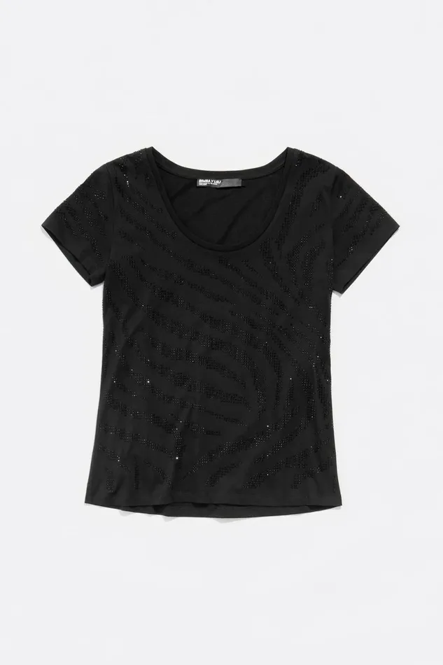 Black Stones Tshirt Black Women Bimba Y Lola TShirts Black Stones Tshirt Black Women Bimba Y Lola TShirts