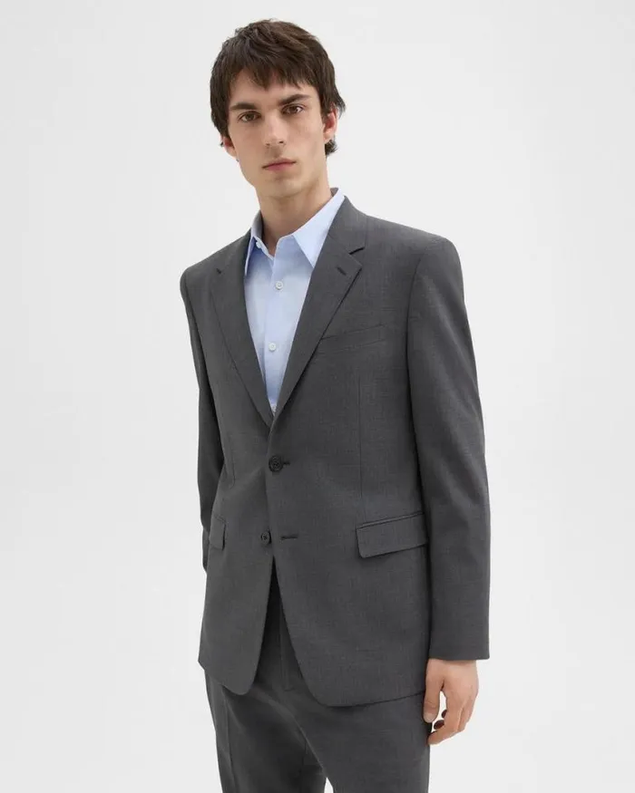 Blazers Jackets Men Theory Chambers Blazer In Stretch Wool Medium Charcoal