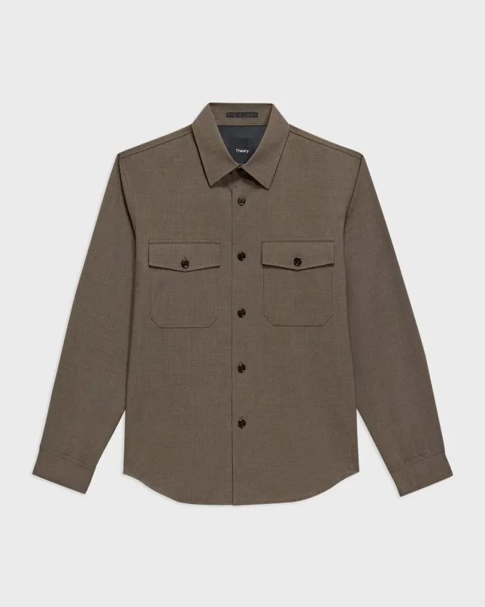 Blazers Jackets Men Theory Garvin Shirt Jacket In Stretch Wool Fossil Melange Blazers Jackets Men Theory Garvin Shirt Jacket In Stretch Wool Fossil Melange