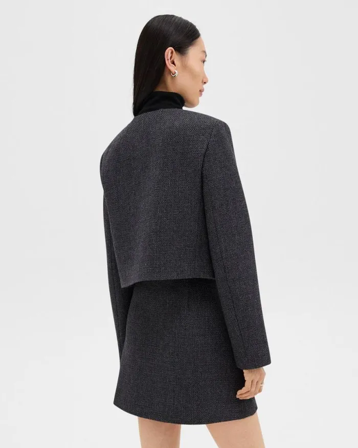 Blazers Jackets Women Theory Cardigan Jacket In Tweed Charcoal Melange Blazers Jackets Women Theory Cardigan Jacket In Tweed Charcoal Melange