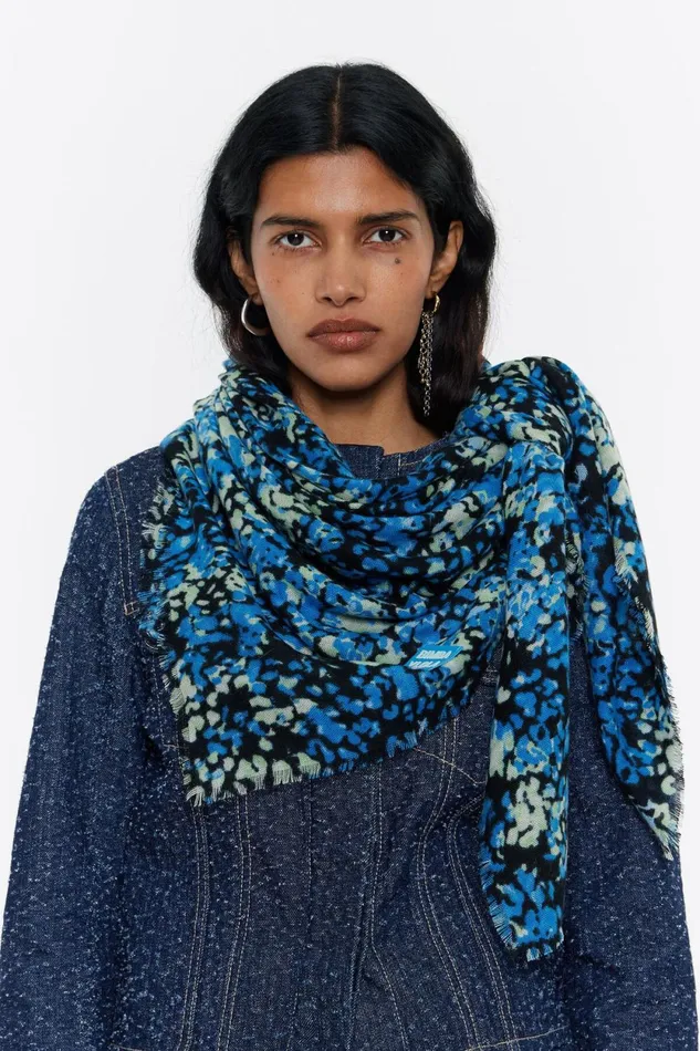 Blue Leminous Print Shawl Blue Women Bimba Y Lola Scarves Blue Leminous Print Shawl Blue Women Bimba Y Lola Scarves