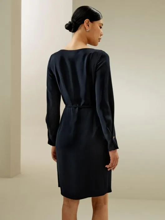 Boatneck Midi Dress With Belt Women Jumpsuits Lilysilk Dresses