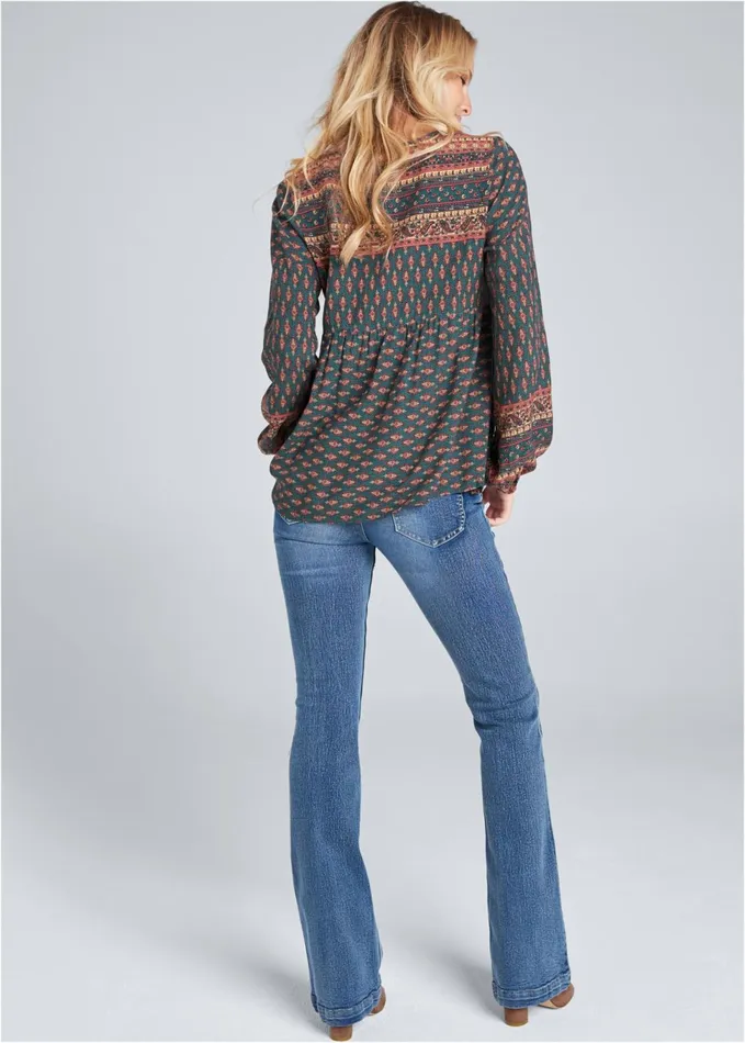 BOHO PRINTED TOP Navy Multi Women VENUS Casual Tops