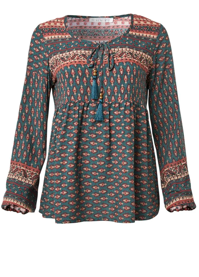 BOHO PRINTED TOP Navy Multi Women VENUS Casual Tops