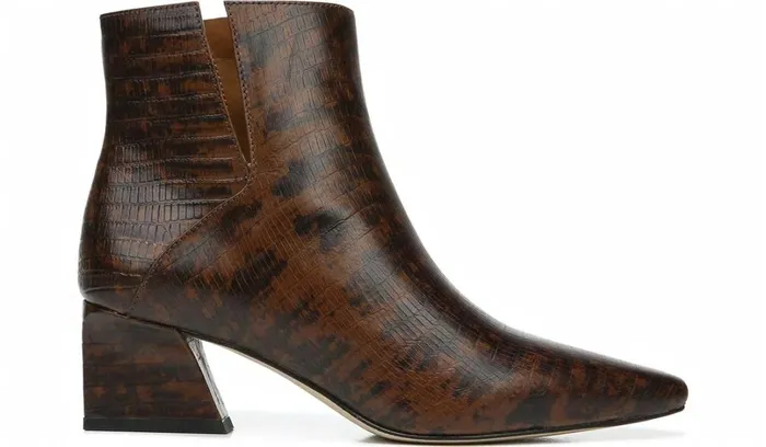 Booties Women Franco Sarto Franco Sandria Block Heel Bootie Espresso Snake Print Leather