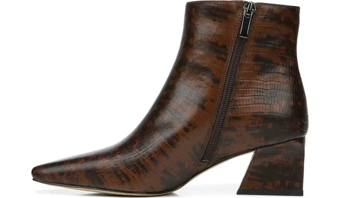 Booties Women Franco Sarto Franco Sandria Block Heel Bootie Espresso Snake Print Leather