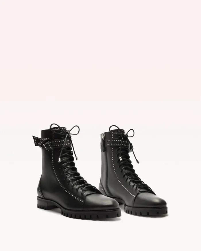 Boots Women Alexandre Birman Evelyn Studded Combat Boots 8211 Black Lace Up Booties 8211 Designer Combat Boots Black