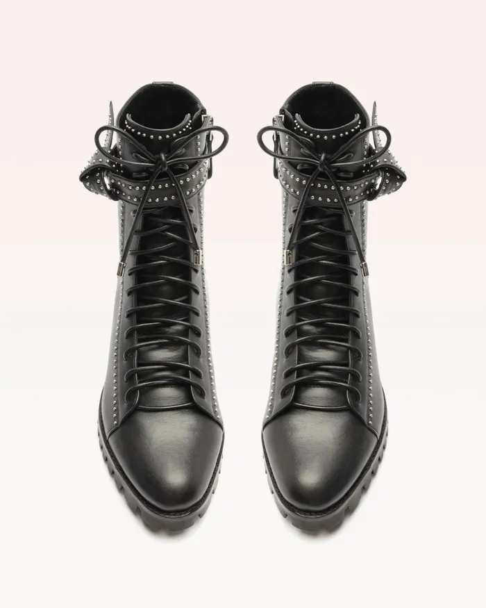 Boots Women Alexandre Birman Evelyn Studded Combat Boots 8211 Black Lace Up Booties 8211 Designer Combat Boots Black