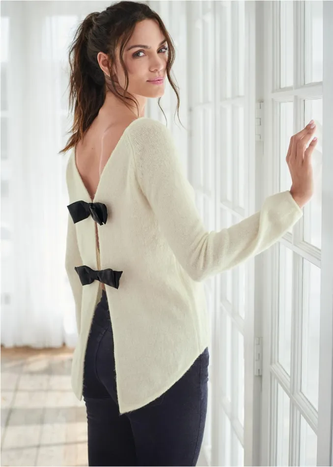 BOW DETAIL SWEATER Off White Women VENUS Sexy Sweaters