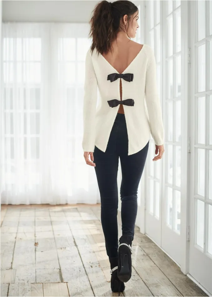 BOW DETAIL SWEATER Off White Women VENUS Sexy Sweaters
