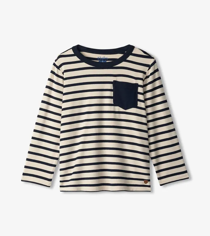 Boys Black and Cream Long Sleeve Bamboo TShirt Hatley