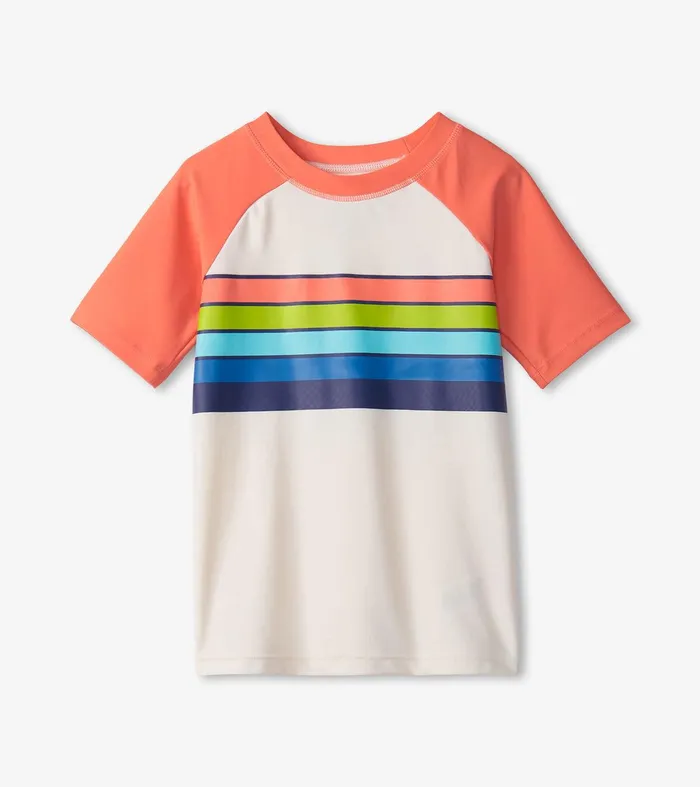Boys Surfer Stripes Short Sleeve Rashguard Hatley