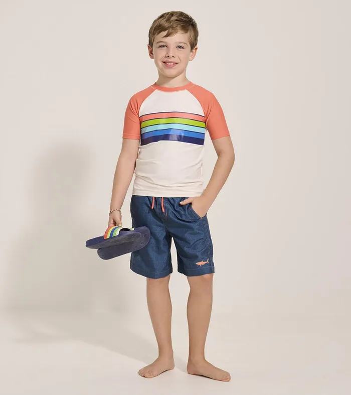 Boys Surfer Stripes Short Sleeve Rashguard Hatley