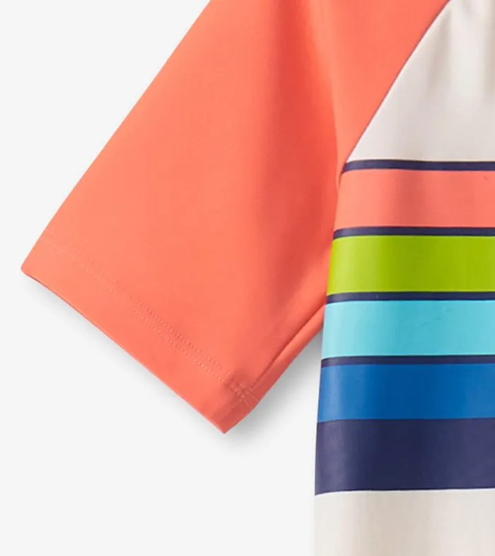 Boys Surfer Stripes Short Sleeve Rashguard Hatley