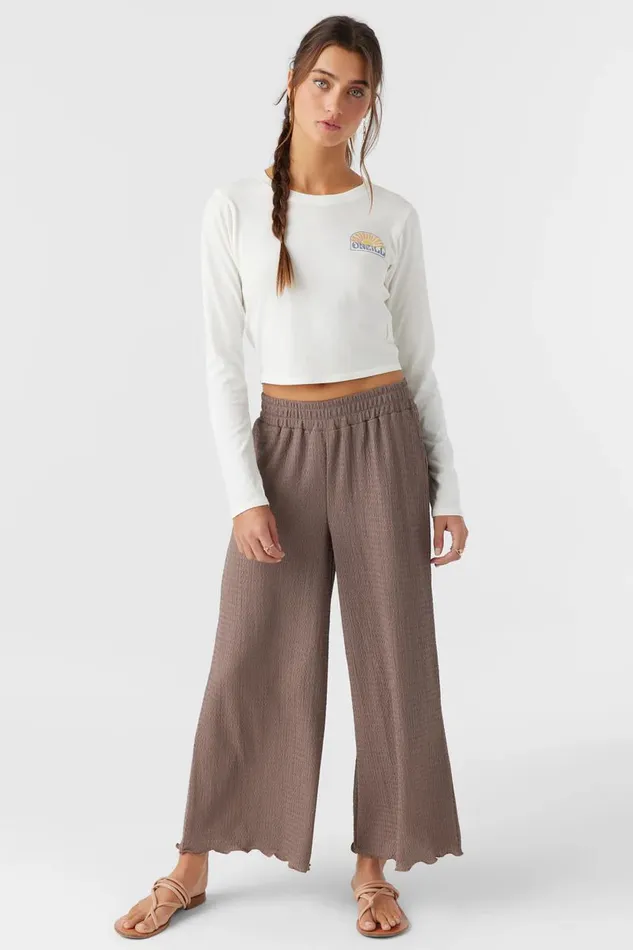 BRIDGETTE TEXTURED KNIT PULLON CROPPED PANTS Deep Taupe Women O039NEILL Collections