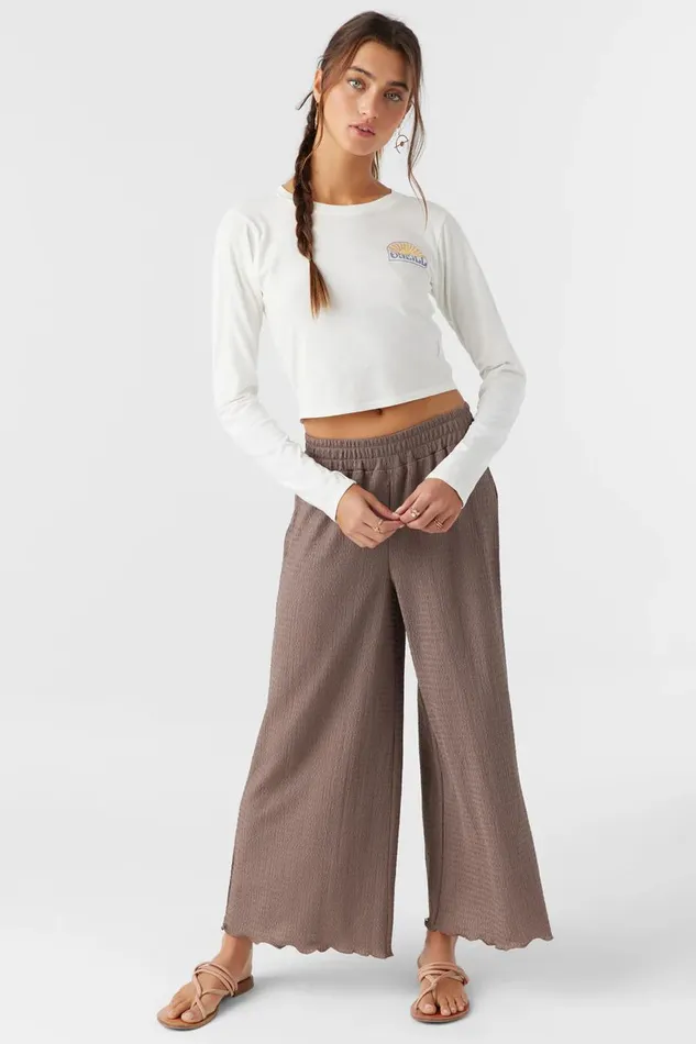 BRIDGETTE TEXTURED KNIT PULLON CROPPED PANTS Deep Taupe Women O039NEILL Collections