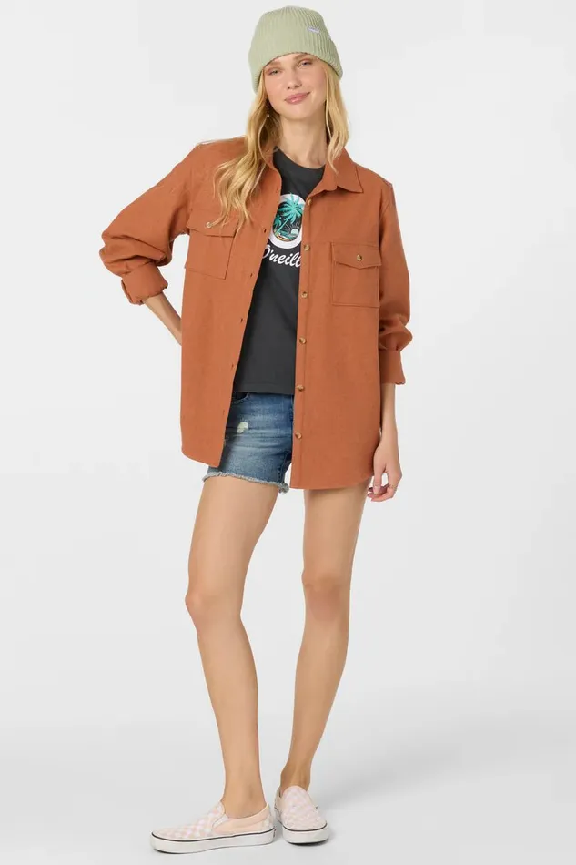 BROOKS FLANNEL OVERSIZED FIT SHIRT Cedar Wood Women O039NEILL Clothing