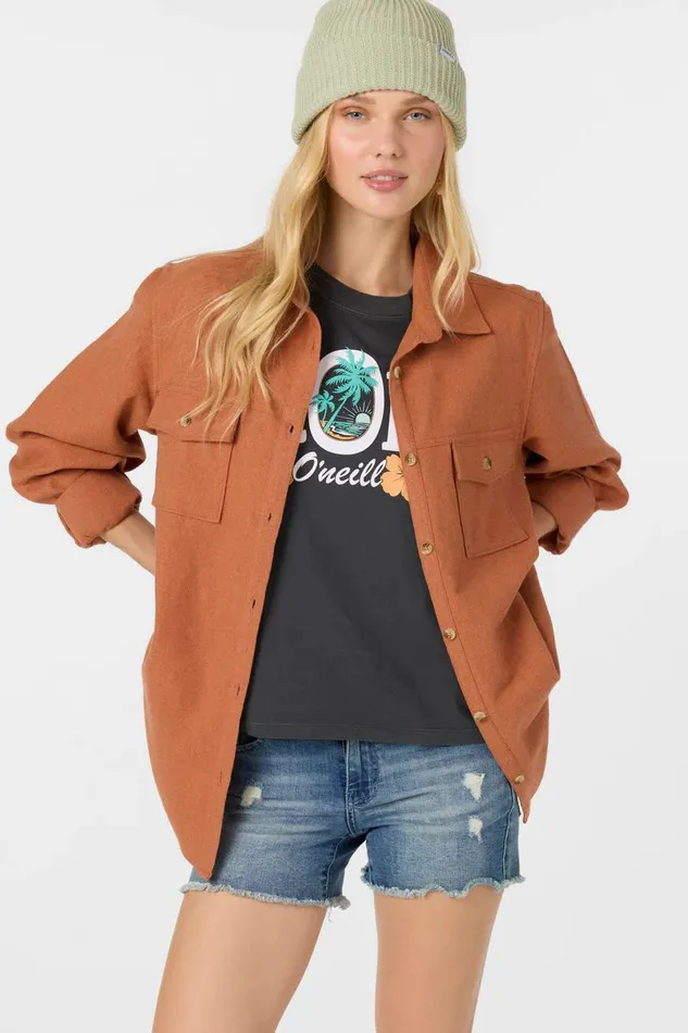 BROOKS FLANNEL OVERSIZED FIT SHIRT Cedar Wood Women O039NEILL Clothing