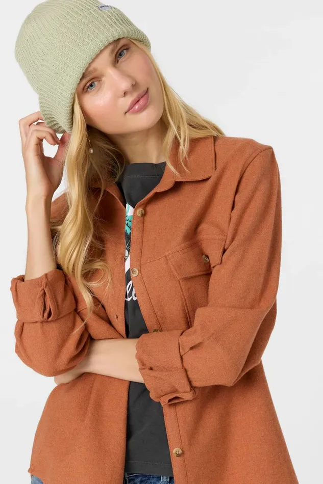 BROOKS FLANNEL OVERSIZED FIT SHIRT Cedar Wood Women O039NEILL Clothing
