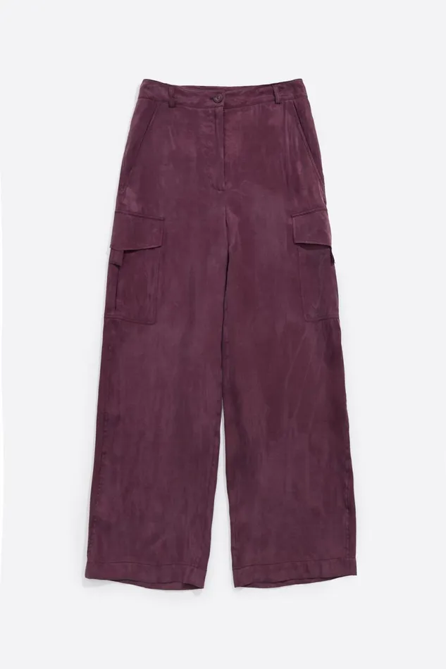 Burgundy Fluid Cargo Trousers Burgundy Women Bimba Y Lola Total Look
