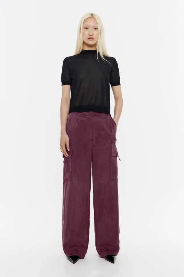 Burgundy Fluid Cargo Trousers Burgundy Women Bimba Y Lola Total Look Burgundy Fluid Cargo Trousers Burgundy Women Bimba Y Lola Total Look