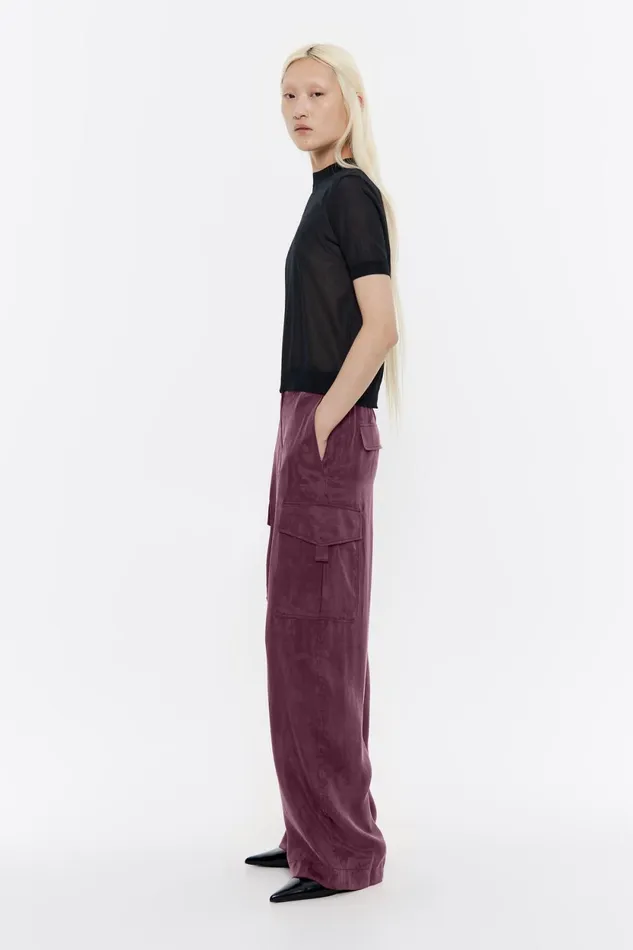 Burgundy Fluid Cargo Trousers Burgundy Women Bimba Y Lola Total Look Burgundy Fluid Cargo Trousers Burgundy Women Bimba Y Lola Total Look